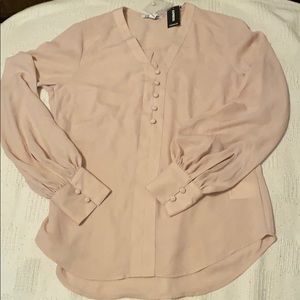 Casual V cut button down  long sleeve blouse.